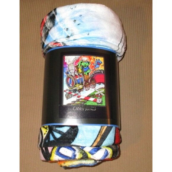 New Grateful Dead Casey Jones SOFT Plush Throw Gift Blanket Fleece Dancing Bears - Picture 4 of 4